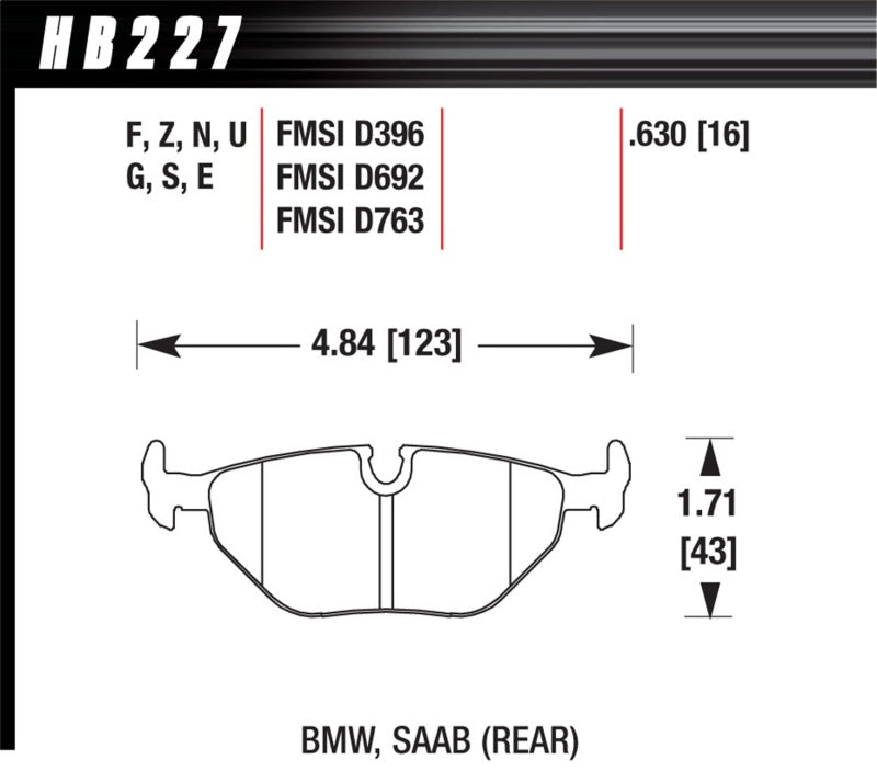 Hawk BMW 3/5/7 Series / M3 / Z3 / Z4 Race Blue 9012 Rear Brake Pads