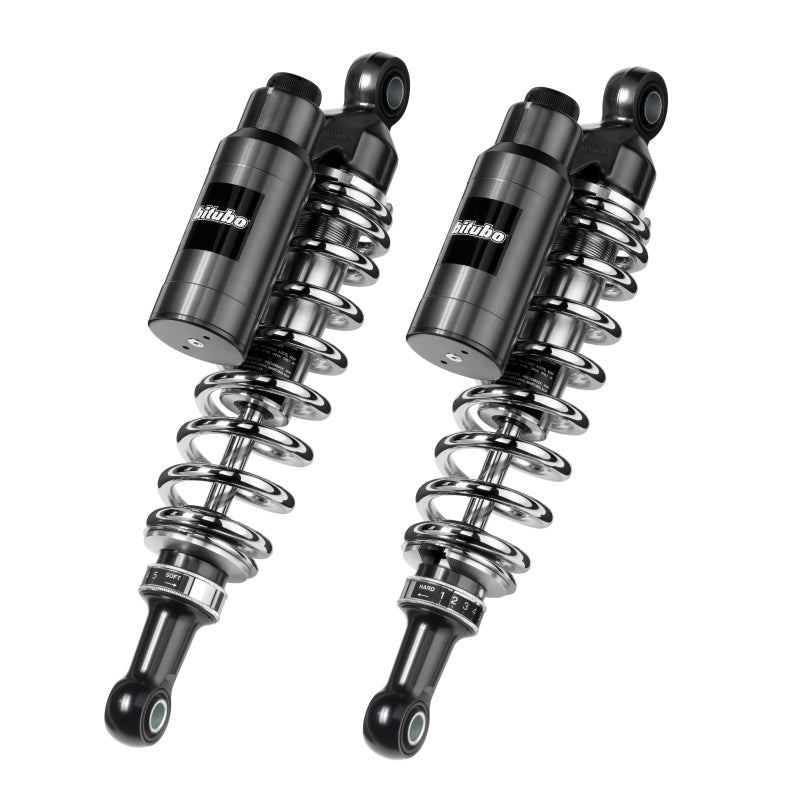 Bitubo WMT0 Twinshocks Adj.: Spring Preload, Reb., Comp., Length 321mm, Piggyback Tank, Chr Edition