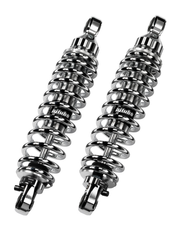 Bitubo WME0 Twinshocks Adjustable: Spring Preload, Rebound, Length 301mm, Chrome Edition