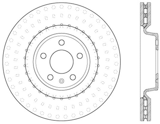 StopTech 12 Audi A6 Quattro/11-12 A7 Quattro/13 Q5/7-11/13 S4/12 S5 Front Right Drilled Rotor